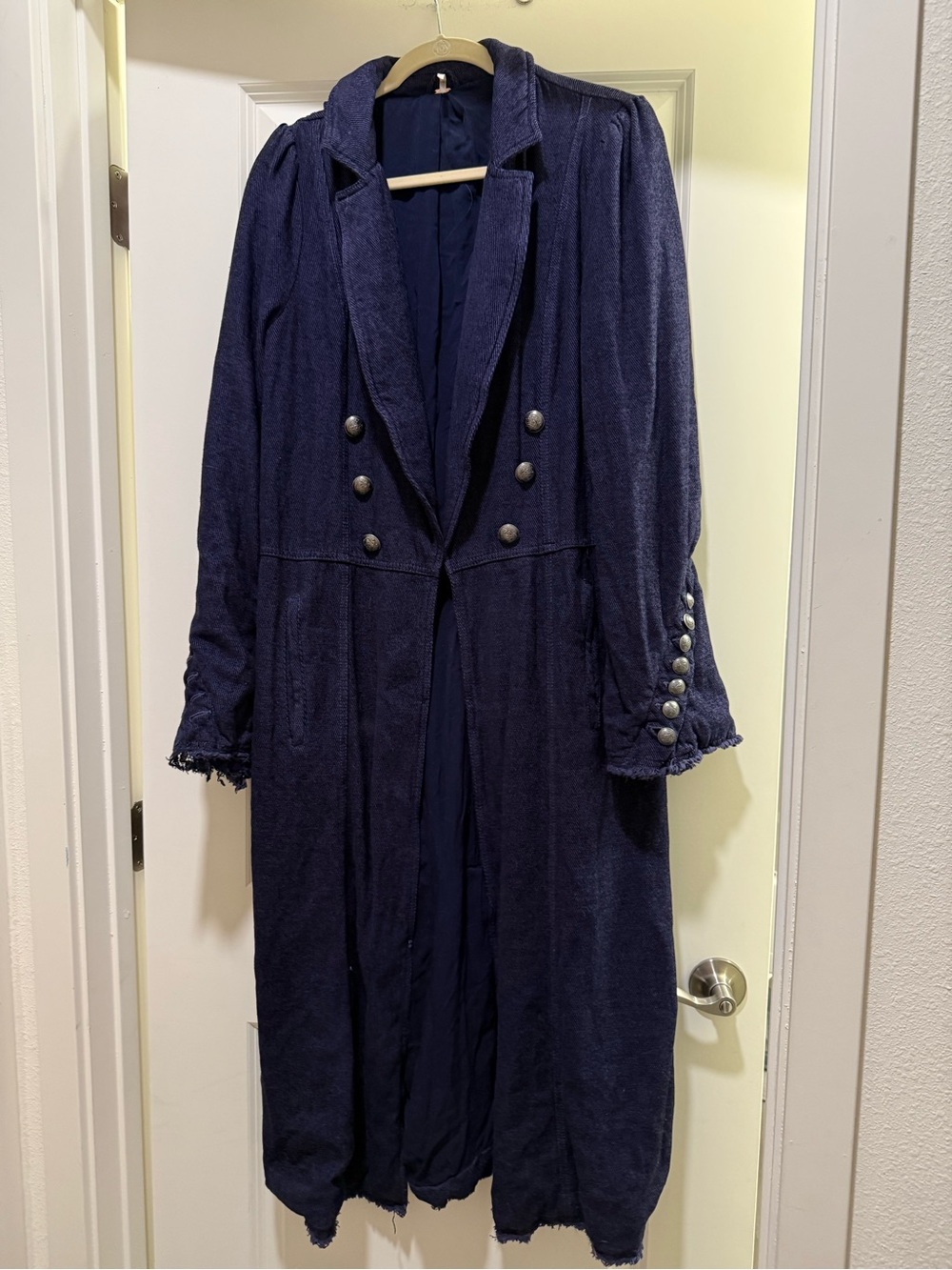 Free People Double-breasted Maxi Coat 
Navy